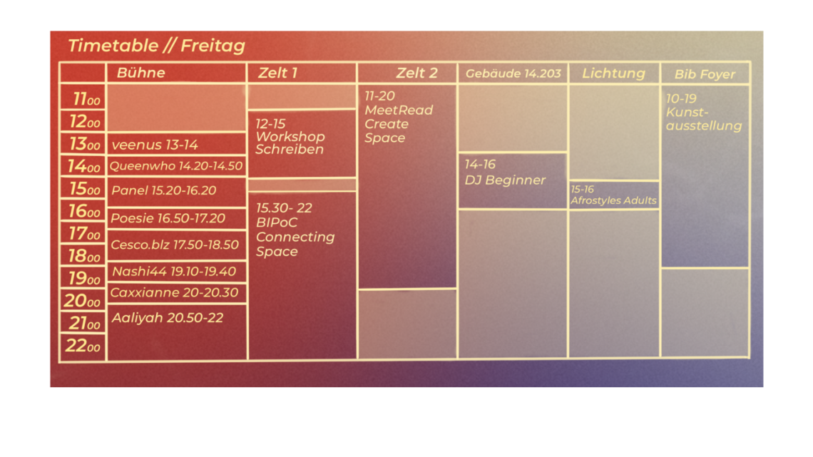 Timetable Freitag